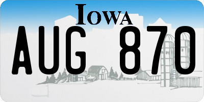 IA license plate AUG870
