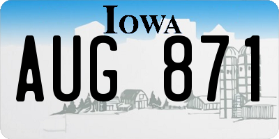 IA license plate AUG871