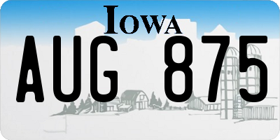 IA license plate AUG875