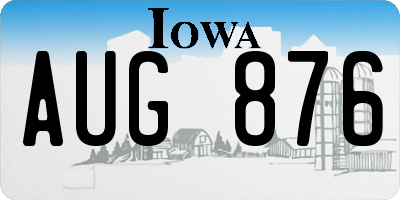 IA license plate AUG876