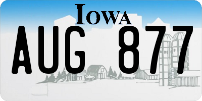 IA license plate AUG877