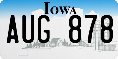 IA license plate AUG878