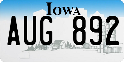 IA license plate AUG892