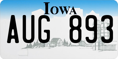 IA license plate AUG893