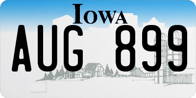 IA license plate AUG899