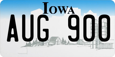 IA license plate AUG900