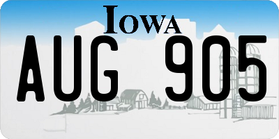 IA license plate AUG905