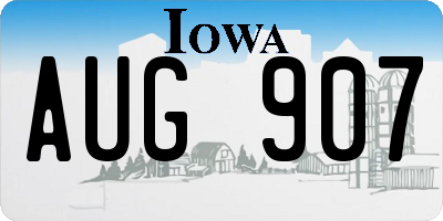 IA license plate AUG907