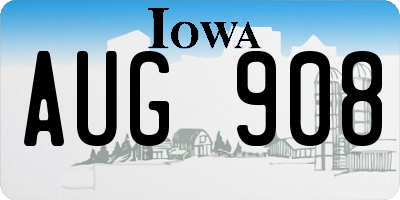 IA license plate AUG908