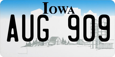 IA license plate AUG909