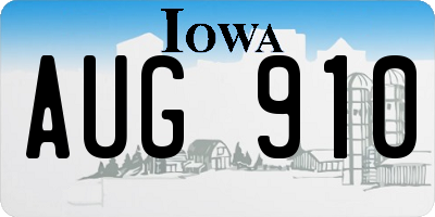IA license plate AUG910