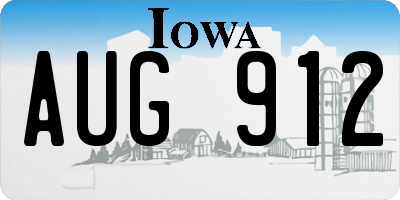 IA license plate AUG912