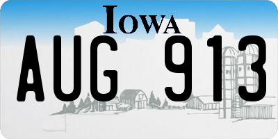 IA license plate AUG913