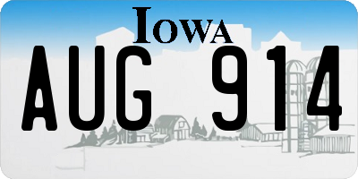 IA license plate AUG914
