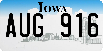 IA license plate AUG916