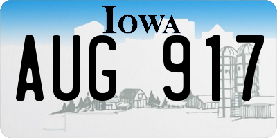 IA license plate AUG917