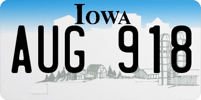 IA license plate AUG918