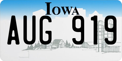 IA license plate AUG919