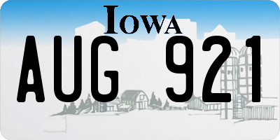 IA license plate AUG921