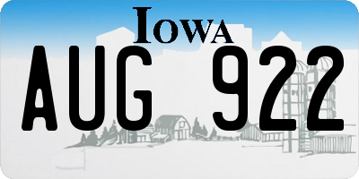 IA license plate AUG922