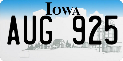 IA license plate AUG925