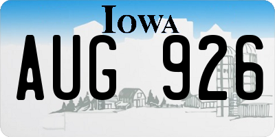 IA license plate AUG926