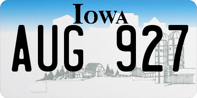 IA license plate AUG927