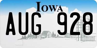 IA license plate AUG928