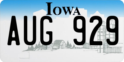 IA license plate AUG929
