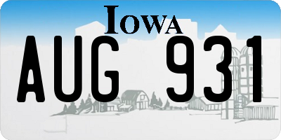 IA license plate AUG931