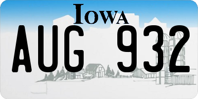 IA license plate AUG932