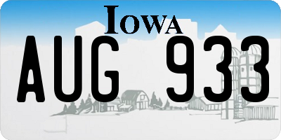 IA license plate AUG933