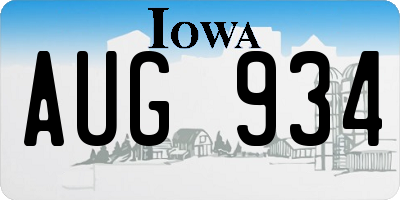 IA license plate AUG934