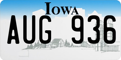 IA license plate AUG936