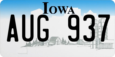 IA license plate AUG937