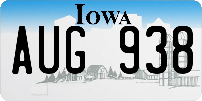 IA license plate AUG938