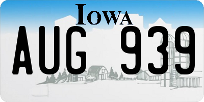 IA license plate AUG939