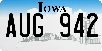 IA license plate AUG942