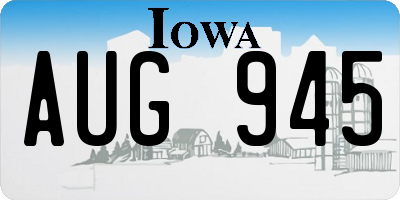 IA license plate AUG945