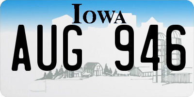 IA license plate AUG946
