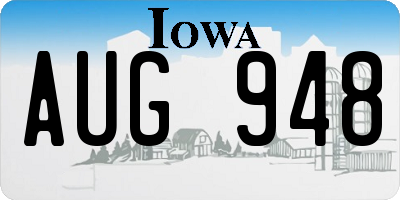 IA license plate AUG948