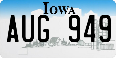 IA license plate AUG949