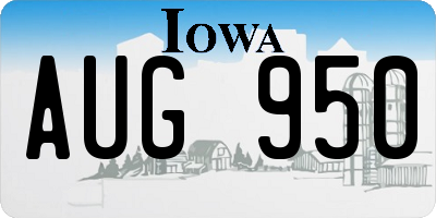 IA license plate AUG950