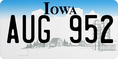 IA license plate AUG952