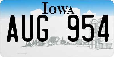 IA license plate AUG954