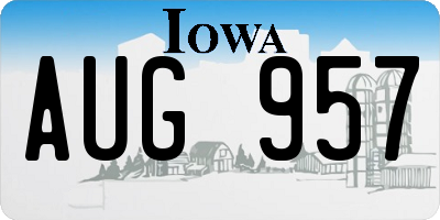 IA license plate AUG957