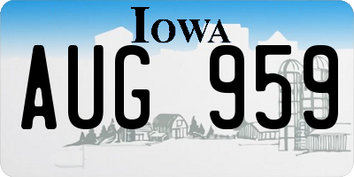 IA license plate AUG959