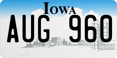 IA license plate AUG960