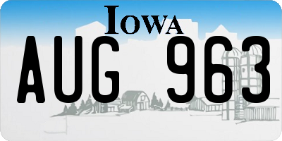 IA license plate AUG963