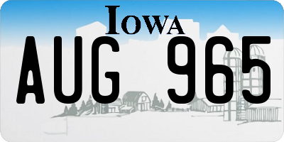 IA license plate AUG965